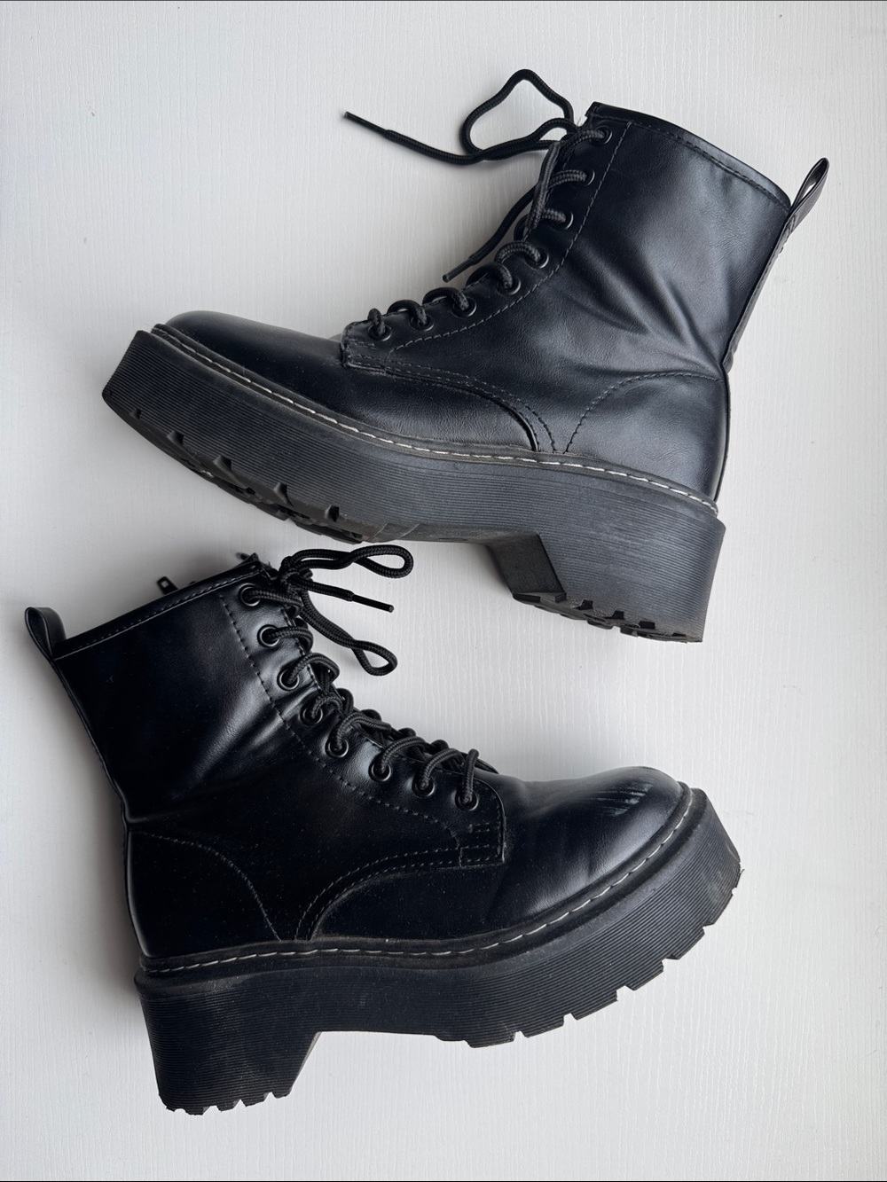 Target Black Lace-Up Platform Combat Boots for Women